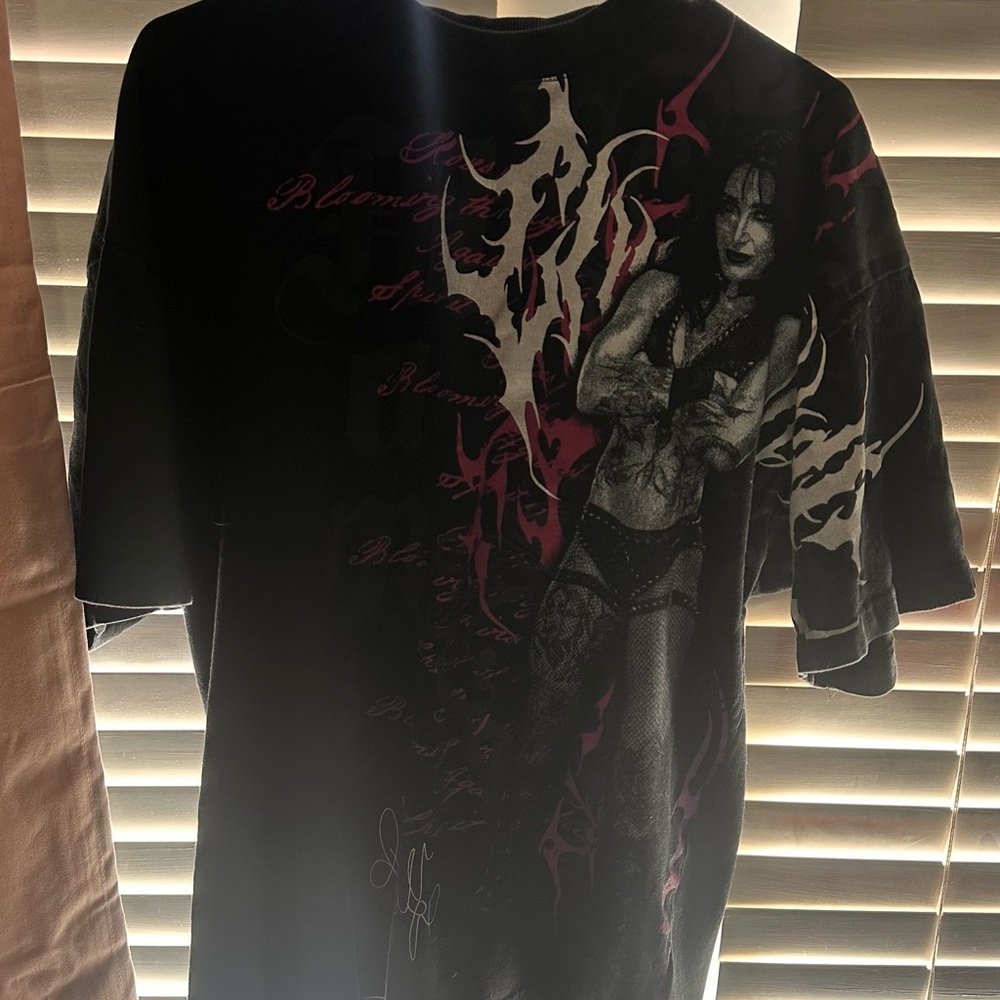Black Graphic T-Shirt with Tattooed Woman Design